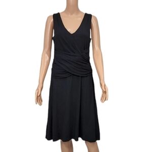 Anthropologie Bel kazan Black‎ Sleeveless V-Neck Rayon Fit and Flare Dress Sz M